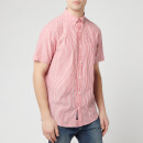 GANT Men's TP Sunsucker Stripe Red BD Short Sleeve Shirt - Bright Red