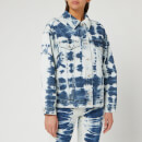 MSGM Women's Bleached Denim Jacket - Blue/ White