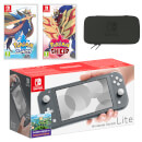 Nintendo Switch Lite (Grey) Pokémon Sword and Pokémon Shield Double Pack