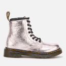 Dr. Martens Kids' 1460 J Crinkle Metallic Lace Up Boots - Pink Salt
