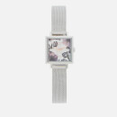 Olivia Burton Women's Exclusive Square Dial 3D Floral Mesh Watch - Silver