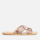 Ancient Greek Sandals Women's Thais Printed Python Slide Sandals - Nude