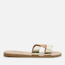 Ancient Greek Sandals Women's Desmos Leather Slide Sandals - Natural/Mirror Platinum