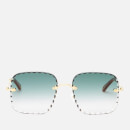 Chloé Women's Scallop Edge Rectangle Frame Sunglasses - Gold/Gradient Petrol