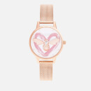 Olivia Burton Women's You Have My Heart Lucky Bee Watch - Silver & Rose Gold Mesh