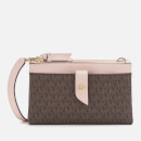 MICHAEL MICHAEL KORS Women's MK Charm Medium Tab Doublezip Cross Body Bag - Brown/Soft Pink