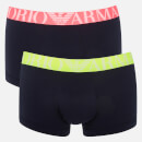 Emporio Armani Men's Fluo Waistband 2 Pack Trunk Boxer Shorts
