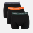 Calvin Klein Men's 3 Pack Trunks - Black-Jungle Leaf/Soot/Orange