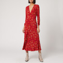 RIXO Women's Katie Dress - Klimt Eye Wave - Red Gold