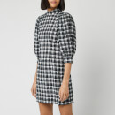 Ganni Women's Seersucker Check Mini Dress - Black