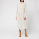 Ganni Women's Floral Midi Pleated Georgette Dress - Egret