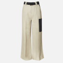 Ganni Women's Linen Wide Leg Trousers - Tannin