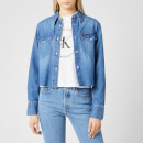 Calvin Klein Jeans Women's Cropped Modern Western Shirt - Mid Blue