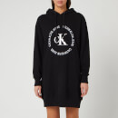 Calvin Klein Jeans Women's CK Round Logo Hooded Knit Dress - CK Black