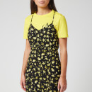 Calvin Klein Jeans Women's Floral Cross Back Slip Dress - Grungy Halftone Yellow Floral