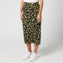 Calvin Klein Jeans Women's Floral Midi Skirt - Black Grungy Halftone Yellow Floral
