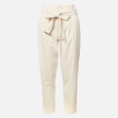 Calvin Klein Women's Cotton Paper Bag Waisted Trousers - Cream