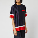 Victoria, Victoria Beckham Women's Short Sleeve Logo Top - Midnight Blue/Red