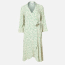 Ganni Women's Printed Crepe Wrap Midi Dress - Tapioca