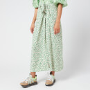 Ganni Women's Printed Crepe Wrap Midi Skirt - Tapioca