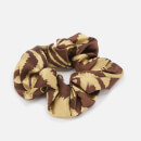 Ganni Women's Zebra Print Silk Scrunchie - Tannin