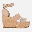Coach Women's Isla Metallic/Cork Wedged Sandals - Dusty Gold/Beachwood