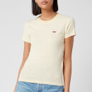 Levi's Women's Short Sleeve Rib Baby T-Shirt - Aya Stripe Pale Banana