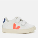 Veja Toddler's Esplar Velcro Leather Trainers - Extra White/Orange Fluo/Cobalt