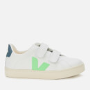 Veja Kid's Esplar Velcro Leather Trainers - Extra White/Absynthe/California