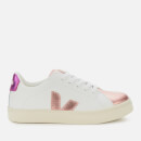 Veja Kid's Esplar Lace Leather Trainers - Extra White/Nacre/Fuchsia