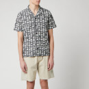 Folk Men's Soft Collar Shirt - Tile Print White