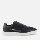 BOSS Business Men's Cosmopool Tenn Leather/Knit Trainers - Dark Blue