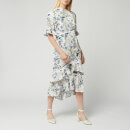 Hope & Ivy Women's Ruffle Midi Dress with Cut Out Back - Cream