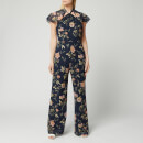 Hope & Ivy Women's Tara Jumpsuit with Back Cut Out - Navy Floral