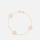 Tory Burch Women's Crystal Pearl Logo Bracelet - Tory Gold/Crystal/Pearl