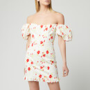 De La Vali Women's Koko Dress Printed Dress - White Rose Print