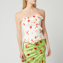 De La Vali Women's Dolly Printed Cotton Bodice - White Rose Print