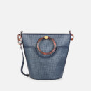 Ted Baker Women's Amayi Resin Handle Straw Bucket Bag - Navy