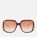 Gucci Women's Oversized Square Frame Acetate Sunglasses - Havana/Gold/Brown