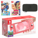 Nintendo Switch Lite (Coral) Pokémon Sword and Pokémon Shield Double Pack