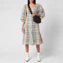 Ganni Women's Seersucker Check Mini Dress - Multicolour