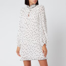 Ganni Women's Pleated Polk Dot Georgette Mini Dress - Egret