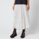Ganni Women's Pleated Polk Dot Georgette Skirt - Egret