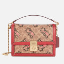 Coach 1941 Women's Signature All Over Horse and Carriage 3 by Guang Yu Hutton Shoulder Bag - Tan Red Apple