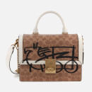 Coach 1941 Women's Signature Horse and Carriage 3 by Guang Yu Hutton Top Handle Bag - Tan Black