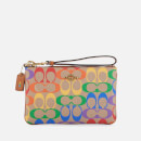 Coach Women's Rainbow Coated Canvas Signature Small Wristlet - Tan Penny Multi
