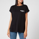 Balmain Women's Short Sleeve Flocked Logo Detail T-Shirt - Black