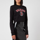 Balmain Women's Short Collegiate Logo Sweatshirt - Black