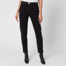 Balmain Women's Low-Rise Slim Jeans with Patch - Black
