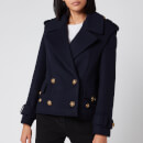 Balmain Women's 4 Button Wool Coat - Blue